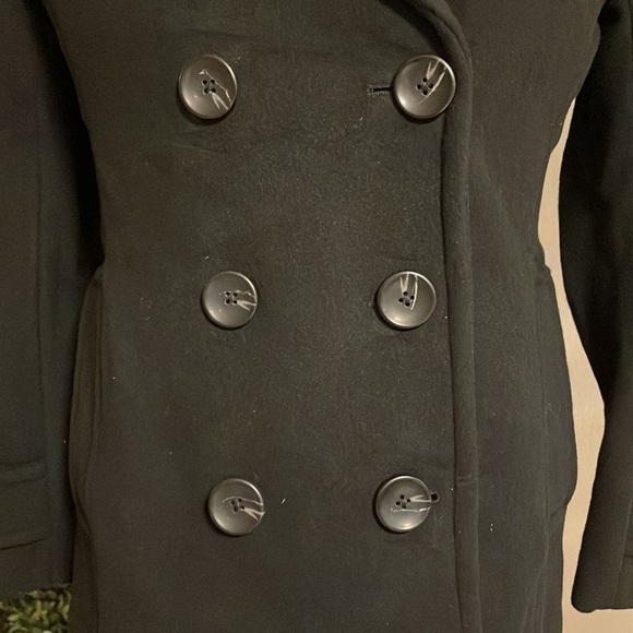 NWT LAND’S END women’s black double breasted Wool Cashmere Pea Coat / jacket 2P - Picture 3 of 14